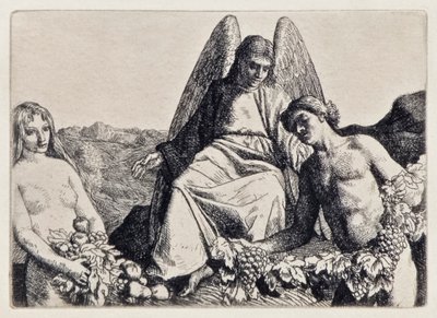 Adam and Eve Entertain Raphael from Paradise Lost by John Milton, Illustration by William Strang by William Strang